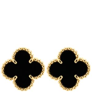 ヴァンクリーフアーペル Van Cleef & Arpels ピアス スウィート アルハンブラ ブラック×イエローゴールド 黒 750 YG 18K VCARA44900 【箱】 【中古】