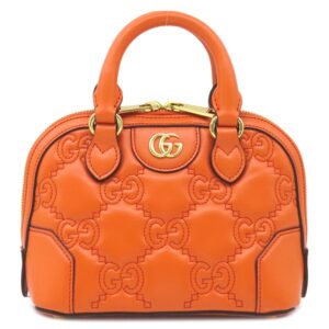 グッチ GUCCI 2WAYバッグ GGマトラッセ レザー オレンジ ゴールド金具 ダブルG ハンドバッグ ショルダー 727793 【中古】新品同様品