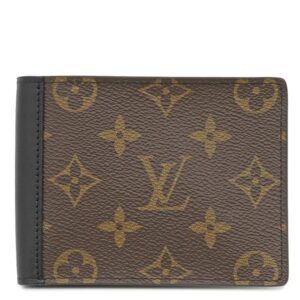 【★3％OFFクーポン】ルイヴィトン LOUIS VUITTON 二つ折り財布 ポルトフォイユ ミンドロ モノグラムマカサー モノグラムマカサー シルバー金具 茶 黒 コンパクト M60411 CT1176 【箱】 【中古】新品同様品
