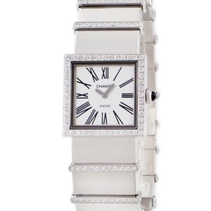 シャネル CHANEL マドモアゼル H0943 メーカーOH済 K18WG無垢 純正ダイヤ ホワイト スクエア レディース 腕時計クオーツ ホワイト 【中古】中古美品