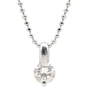 ネックレス ダイヤ ペンダント プラチナシルバー プラチナム 1P 1石 1粒 ラウンド カットボールチェーン 【中古】中古品