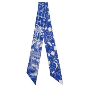 エルメス HERMES スカーフ ツイリー シルク ブルーモワイヤン×ホワイト 【LA DANSE DES AMAZONES/アマゾンのダンス】 【箱】 【中古】
