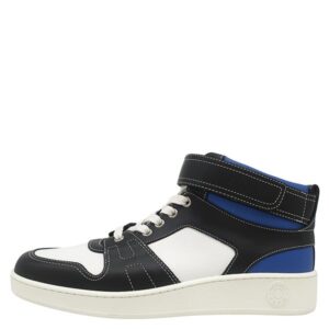 エルメス HERMES スニーカー クルー ド セル フリースタイル レザー ブラックXホワイトXブルー #40.5 黒 白 青 ハイカット H222915Z 【保存袋】 【中古】