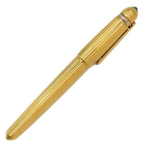 カルティエ Cartier ボールペン パシャ ドゥ カルティエ 1989 GP ゴールド ブルーカボション トリニティライン F字 青インク 筆記確認済み 【中古】
