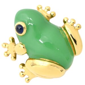 パスクワーレ ブルーニ Pasquale Bruni ブローチ カエルモチーフ グリーン×イエローゴールド 緑 Au750 18K 蛙 【中古】中古美品