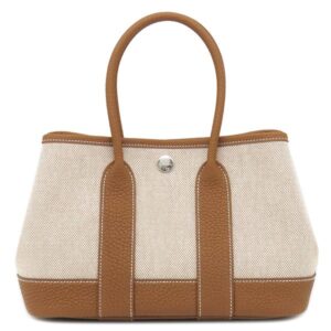 エルメス HERMES ハンドバッグ ネオ ガーデン23 トワルアッシュ ネゴンダ エクリュ×ゴールド シルバー金具 新品 未使用 ガーデンパーティー 2026年製 G 【箱】 【中古】未使用保管品