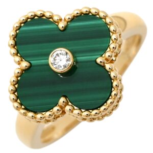 ヴァンクリーフアーペル Van Cleef & Arpels リング 指輪 ヴィンテージ アルハンブラ グリーン×イエローゴールド #53(JP13) 750YG 1Pダイヤ 12.5号 VCARO3QM00 【中古】新品同様品