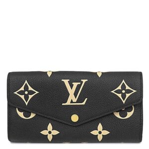 【★3％OFFクーポン】ルイヴィトン LOUIS VUITTON 長財布 ポルトフォイユ サラ モノグラムアンプラント ブラック×ベージュ ゴールド金具 フラップ バイカラー M80496 RFID 【中古】中古美品