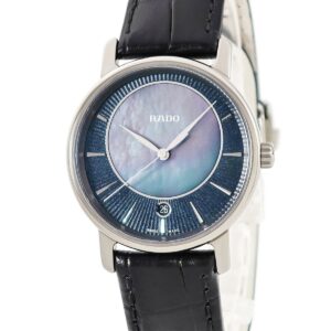 ラドー RADO ダイヤマスター R14064915 未使用 黒 シェル デイト プラズマハイテクセラミックス レディース 腕時計クオーツ ブラック 【中古】未使用保管品