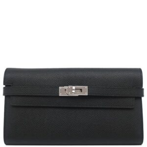 エルメス HERMES 長財布 ケリーウォレット ロング ヴォーエプソン ブラック シルバー金具 黒 B刻印(2023年製) 【箱】 【中古】