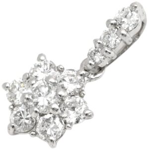 ペンダントトップ ダイヤモンド 0.51ct プラチナシルバー Pt900 プラチナ ヘイローデザイン 花 フラワー 10P 10石 10粒 スイートテン 【中古】