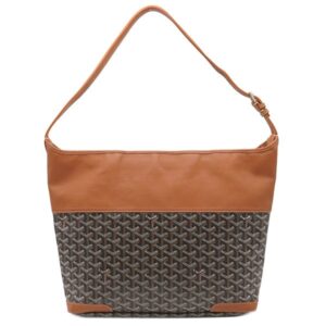ゴヤール GOYARD ショルダーバッグ グレナディン PVCコーティングキャンバス レザー ブラウン×ブラック シルバー金具 ヘリンボーン 杉綾模様 ワンショルダー 【中古】中古美品