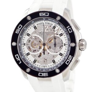 ロジェデュブイ ROGER DUBUIS パルジョン マイクロローター クロノグラフ DBPU0004 OH済 スモールセコンド メンズ 腕時計自動巻き シルバー 【中古】中古美品
