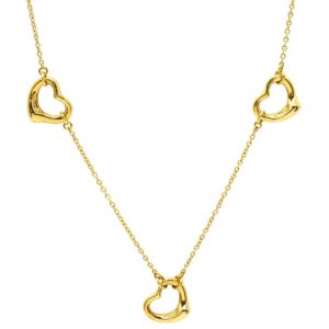 ティファニー Tiffany & Co ネックレス オープンハート 3モチーフ イエローゴールド T＆Co. 18K 18金 750 YG エルサペレッティ 【中古】中古美品