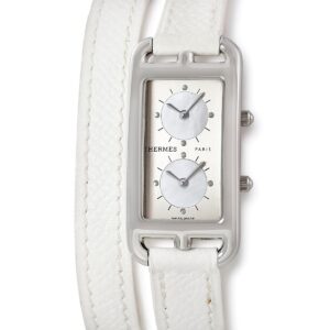 エルメス HERMES ケープコッド ドゥゾーン CC3-210 ドゥブルトゥール デュアルタイム シェル 角型 レディース 腕時計クオーツ シルバー 【中古】中古美品