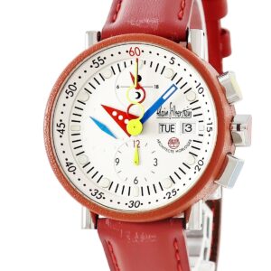 アランシルベスタイン ALAIN SILBERSTEIN クロノ バウハウス グミ LWO5100 OH済 レッド 赤 デイデイト 限定 メンズ 腕時計自動巻き シルバー 【中古】