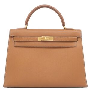 エルメス HERMES ハンドバッグ ケリー 32 外縫い クシュベル ゴールド ゴールド金具 茶 ハンドバッグ 鍵・カデナ・ストラップ欠品 ○Z 【中古】