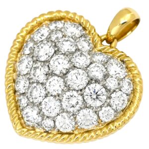 ギメル Gimel ペンダントトップ ハートモチーフ ミツバチ ダイヤ イエローゴールド×プラチナシルバー パヴェ 18K 750 YG プラチナ ハニカム BEE ネックレストップ 【中古】中古美品