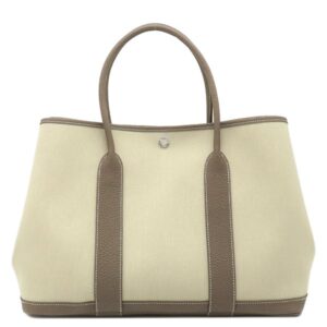 エルメス HERMES トートバッグ ガーデンパーティー PM 36 ネゴンダ エクリュ×エトゥープ シルバー金具 茶 U 【保存袋】 【中古】新品同様品