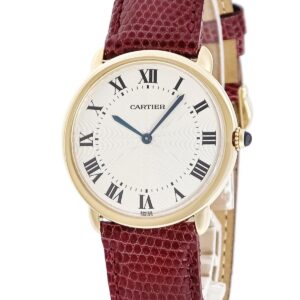 カルティエ Cartier ロンド ルイ カルティエ LM W1508951 K18YG無垢製 ギョウシェ ローマン 青針 メンズ 腕時計手巻き シルバー 【中古】