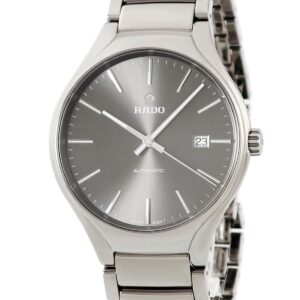 ラドー RADO トゥルー ラウンド オートマティック R27057102 未使用 グレー デイト セラミック チタン メンズ 腕時計自動巻き グレー 【中古】