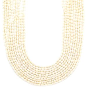 ネックレス 淡水パール 10連 パールホワイトXシルバー 白 【中古】