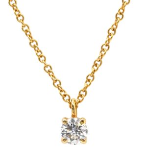 ティファニー Tiffany & Co ネックレス ソリティア ダイヤモンド ペンダント イエローゴールド T&Co. 1P 1石 1粒 Au750 18K YG 【箱】 【中古】