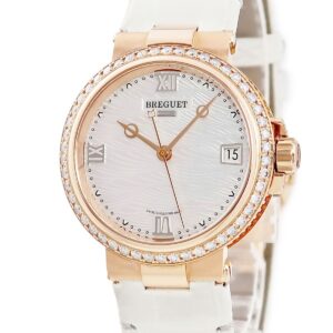 ブレゲ BREGUET マリーン レディ 9518 9518BR/52/584 D000 新品同様 K18RG無垢 純正ダイヤ 白 シェル レディース 腕時計自動巻き ホワイト 【中古】新品同様品
