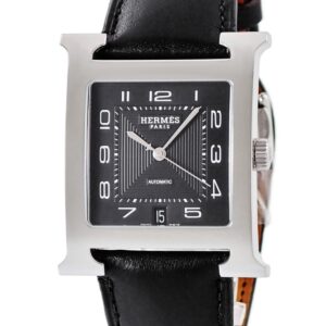 エルメス HERMES Hウォッチ TGM HH2.810 H型 デイト ブラック スクエア アラビア 3針 メンズ 腕時計自動巻き ブラック 【中古】中古美品