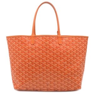 ゴヤール GOYARD トートバッグ サンルイPM PVCコーティングキャンバス ゴヤールディンキャンバス シュヴロッシュカーフスキン オレンジ シルバー金具 リバーシブル ヘリンボーン 【中古】中古美品