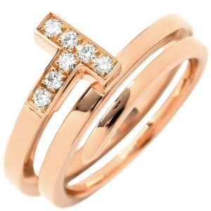 ティファニー Tiffany & Co リング 指輪 Tスクエア ラップ ローズゴールド ピンクゴールド AU750 18K 7石 7P ダイヤモンド 12.5号 【中古】
