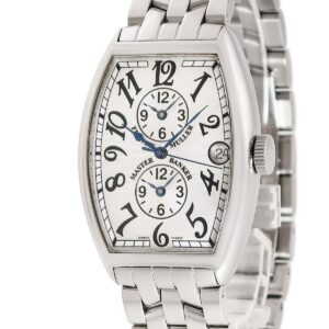 フランクミュラー FRANCK MULLER トノウカーベックス マスターバンカー 5850MB デイト GMT 青針 ギョウシェ メンズ 腕時計自動巻き シルバー 【中古】中古美品