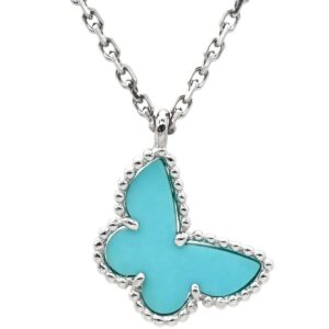 ヴァンクリーフアーペル Van Cleef & Arpels ネックレス スウィート アルハンブラ パピヨン ブルー×ホワイトゴールド Au750 18K WG ターコイズ VCA VCARF80500 【中古】新品同様品