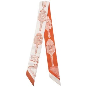 エルメス HERMES スカーフ ツイリー シルク グリペルル×ルージュ×ホワイト 新品 未使用 【メルヴェイユーズ ランタン】 H063081S 13 【箱】 【中古】