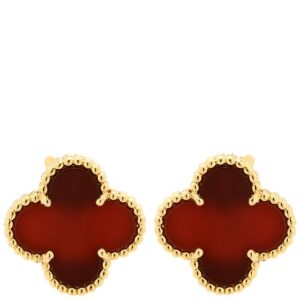 ヴァンクリーフアーペル Van Cleef & Arpels ピアス ヴィンテージ アルハンブラ レッド×イエローゴールド 赤 750 18K 18金 カーネリアン 紅玉髄 VCARD40400 【中古】