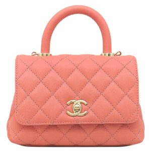 シャネル CHANEL 2WAYバッグ ココハンドル XXS キャビアスキン サーモンピンク ゴールド金具 トップハンドル A92991 ランダムシリアル 【中古】未使用保管品