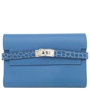 エルメス HERMES 三つ折り財布 ケリーウォレット ミディアム タッチ ヴォーエプソン アリゲーター ミコノス×ブルーゼリージュ シルバー金具 クロコ Z 【中古】中古美品