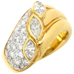 リング 指輪 ダイヤリング イエローゴールド マーキスカット ラウンドカット 12号 【中古】