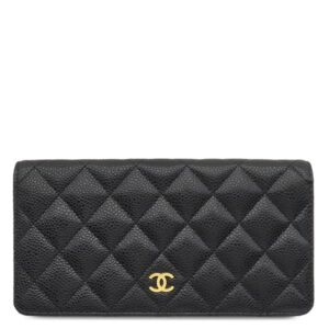 シャネル CHANEL 長財布 マトラッセ ロングウォレット レザー キャビアスキン ブラック ゴールド金具 黒 ココマーク 19****** 【箱】 【中古】