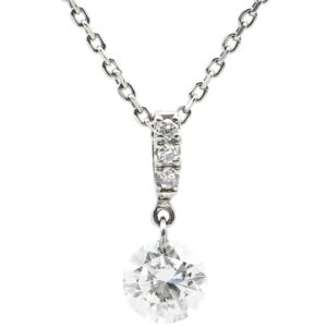 ネックレス ダイヤ 0.328ct 0.02ct ペンダント プラチナシルバー 1粒 1石 スイング ラウンドブリリアントカット 3Pメレダイヤ 【中古】