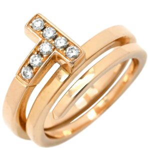 ティファニー Tiffany & Co リング 指輪 Tスクエア ラップ ピンクゴールド AU750 18K ダイヤモンド 6号 【中古】
