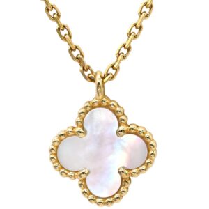 ヴァンクリーフアーペル Van Cleef & Arpels ネックレス スウィート アルハンブラ ペンダント パールホワイト×イエローゴールド 白 シェル Au750 18K 【箱】 【中古】