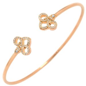 ティファニー Tiffany & Co バングル フルール ド リス ステム ワイヤー ピンクゴールド T&Co. 750 ダイヤ ブレスレット ユリ 花モチーフ 【中古】新品同様品