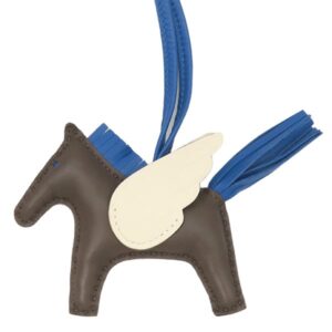 エルメス HERMES バッグチャーム ロデオPM ペガサス アニョーミロ ショコラ×ブルーフランス×クレ 茶 青 白 2024年製 W 【中古】新品同様品