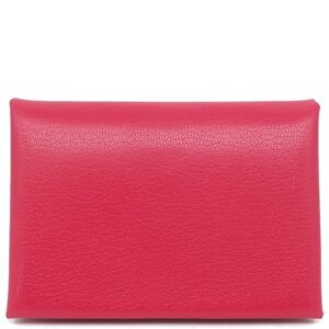 エルメス HERMES カードケース カルヴィ デュオ シェーブル シェーブルシャムキラ ローズエクストリーム シルバー金具 新品 未使用 フラグメントケース B刻印(2023年製) 【箱】 【中古】