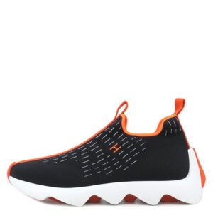エルメス HERMES スニーカー エクレール ファブリック ブラック×オレンジ #40 1/2 黒 Hロゴ スリッポンスニーカー メッシュ H2210982Z 【保存袋】 【中古】未使用保管品