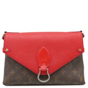 【★3％OFFクーポン】ルイヴィトン LOUIS VUITTON ショルダーバッグ サンミシェル モノグラムキャンバス エピレザー コクリコ シルバー金具 茶 赤 M44031 CA2107 【中古】中古品