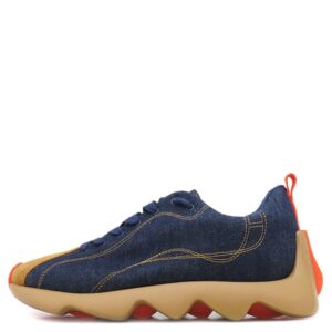 エルメス HERMES スニーカー アンヴォル デニム スウェード ネイビー×ブラウン×オレンジ #40 デニム 紺 茶 Envol H221895Z 【保存袋】 【中古】