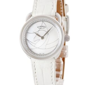 エルメス HERMES アルソー AR5.231 純正ダイヤ ホワイト シェル アンリ・ドリニー レディース 腕時計クオーツ ホワイト 【中古】中古美品