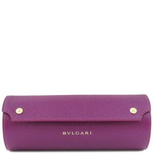ブルガリ BVLGARI 腕時計パーツ ウォッチケース グレインレザー パープル トラベルケース ロールケース 腕時計 レザー ゴールド 金具 パープル 紫 小物入れ 【中古】中古美品